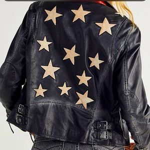 Moto leather jacket with star details